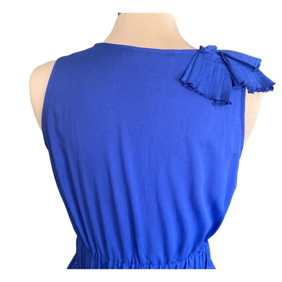 Doe & Rae Cobalt Blue Ruffled Dress Sz LARGE Pleated Accents Party Date Night - Picture 4 of 12